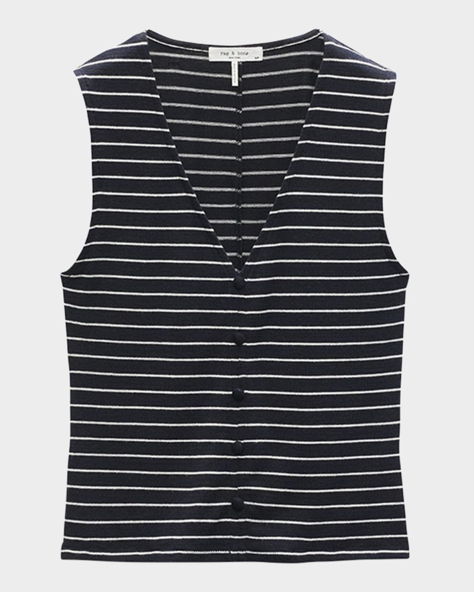 The Knit Stripe Button-Front Tank Top
